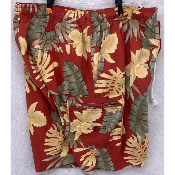 Tommy Bahama Shorts Mens Size XL Orange Floral Swim Trunks Mesh Lining Travel - Picture 9 of 14